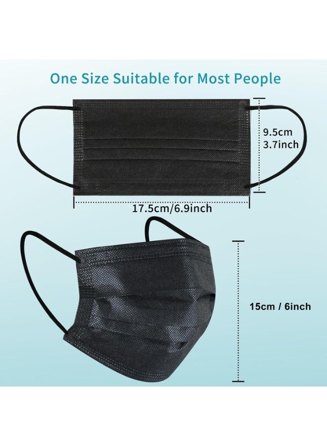 50 كمامة فردية معبأة، كمامات سوداء، كمامات ثلاثية الطبقات للاستعمال مرة واحدة - Image 5